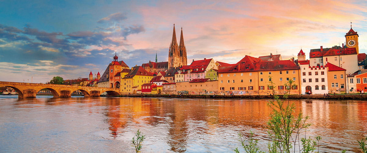 Regensburg at sunset, Germany